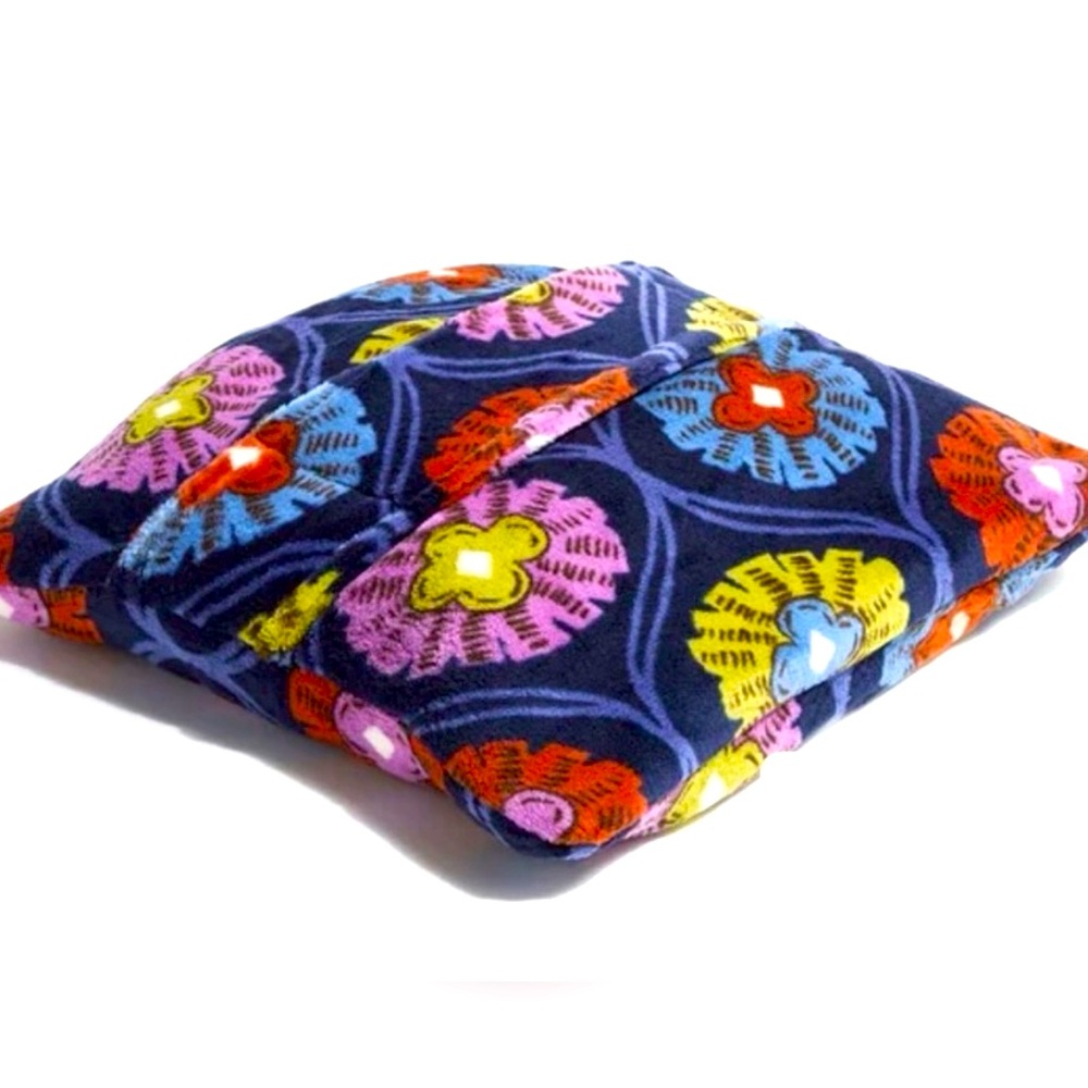 Vera Bradley Navy Floral Throw Blanket with Pink, Yellow, Orange & Blue Flowers